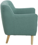 Teknik Office Skandi Armchair Ocean Green Fabric With Button Back & Wooden Feet