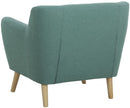 Teknik Office Skandi Armchair Ocean Green Fabric With Button Back & Wooden Feet