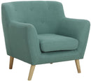 Teknik Office Skandi Armchair Ocean Green Fabric With Button Back & Wooden Feet