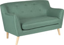 Teknik Office Skandi 2 Seater Sofa Ocean Green Fabric With Button Back & Wooden Feet