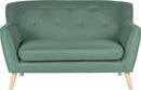 Teknik Office Skandi 2 Seater Sofa Ocean Green Fabric With Button Back & Wooden Feet