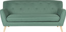 Teknik Office Skandi 3 Seater Sofa Ocean Green Fabric With Button Back & Wooden Feet