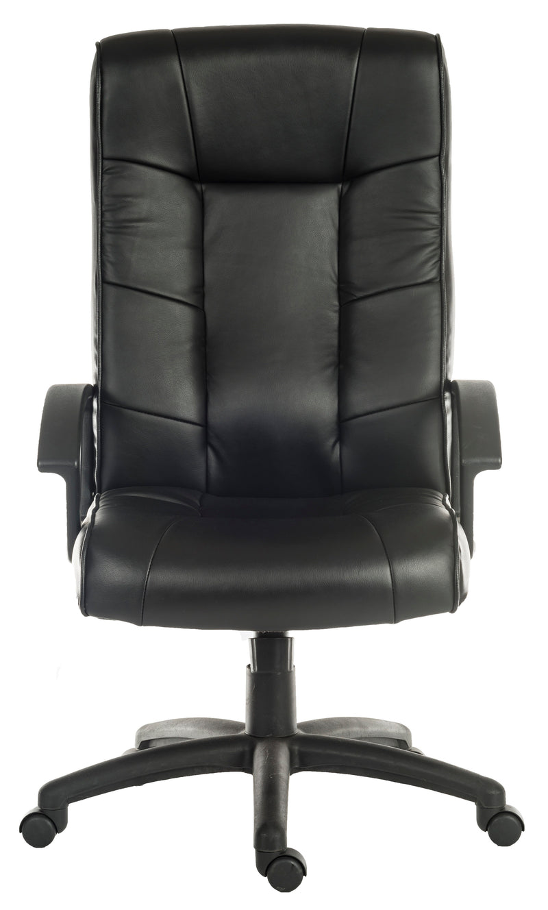 Teknik Office Gloucester Black Executive High Back Leather Faced Chair With Matching Black Nylon Arm Rests