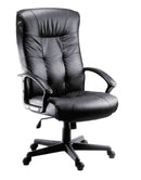 Teknik Office Gloucester Black Executive High Back Leather Faced Chair With Matching Black Nylon Arm Rests - NWOF