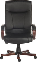 Teknik Office Kingston Black Executive Bonded Leather Chair With Mahogany Effect Arms & Base - NWOF