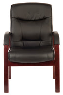 Teknik Office Kingston Black Visitor Bonded Leather Chair With Mahogany Effect Arm Frame - NWOF