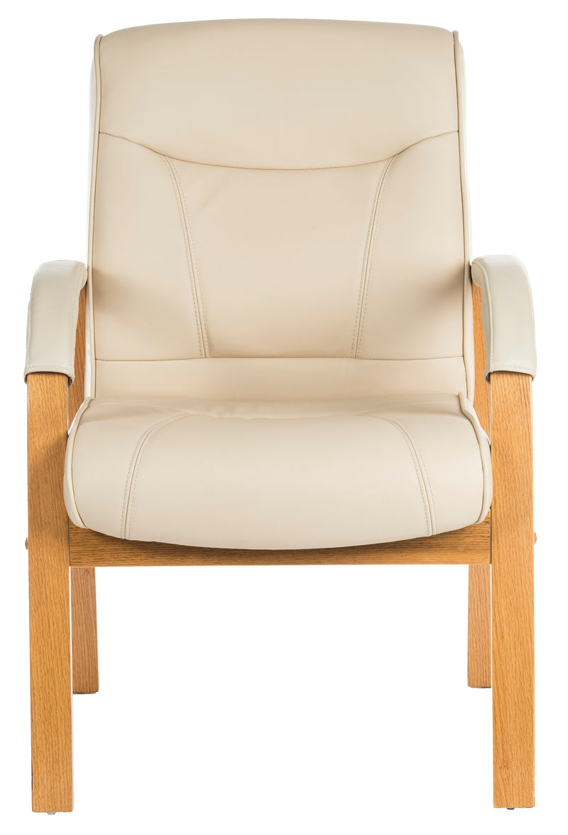 Teknik Office Knightsbridge Cream Bonded Leather 4 Legged Visitor Chair With Matching Removable Padded Armrests