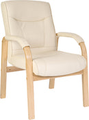 Teknik Office Knightsbridge Cream Bonded Leather 4 Legged Visitor Chair With Matching Removable Padded Armrests - NWOF