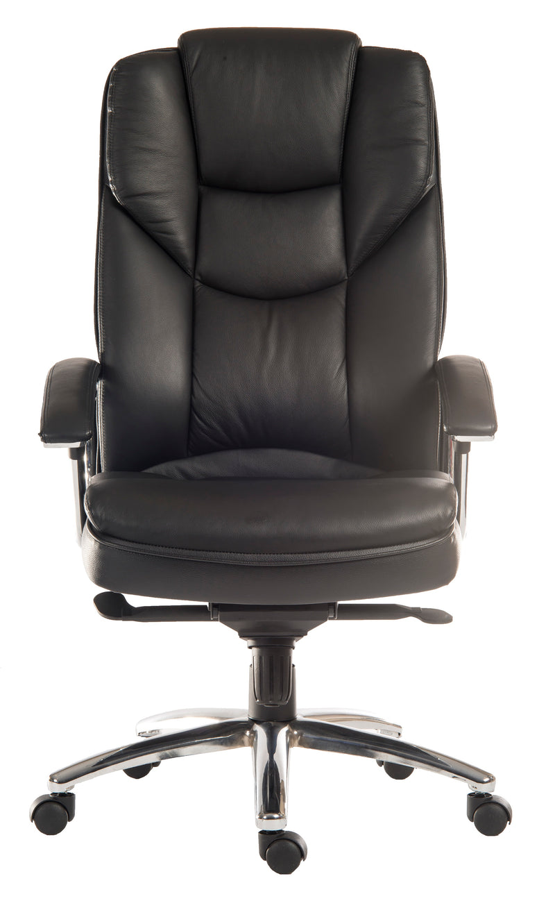 Teknik Office Skyline Black Leather Faced Executive Chair With Steel Base & Matching Padded Armrests