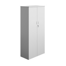 White Avora wooden cupboard by TC with sleek doors and sturdy handles, standing on a plain background.