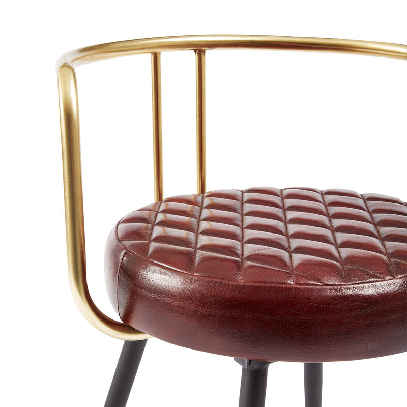 Aulenti Cocktail Low Stool - Claret Red Leather