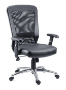 Teknik Office Breeze Contemporary Executive Mesh & Leather Faced Chair With Height Adjustable Arms - NWOF