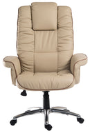 Teknik Office Windsor Cream Bonded Leather Executive Armchair With Aluminium Base & Gull Wing Closed Armrests - NWOF