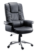 Teknik Office Lombard Black Bonded Leather Executive Armchair With Aluminium Base & Gull Wing Closed Armrests - NWOF