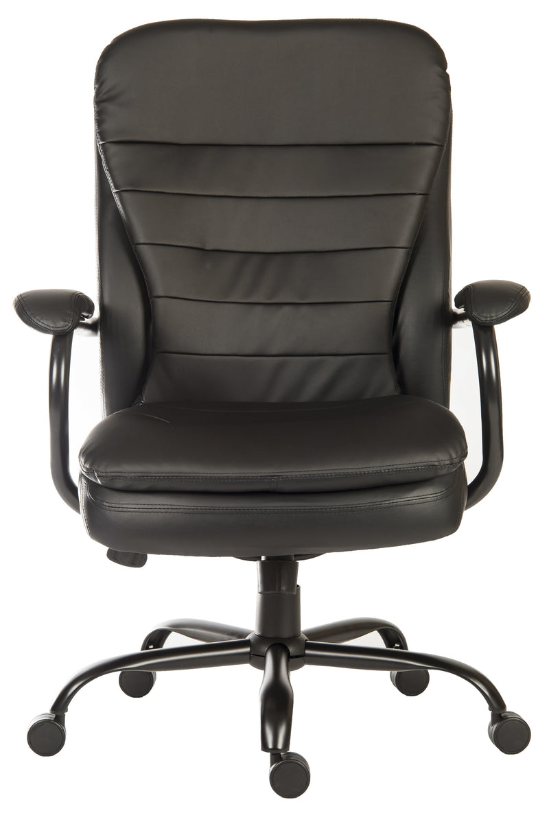 Teknik Office Goliath Heavy Duty Black Bonded Leather Faced Executive Office Chair With Matching Padded Armrests