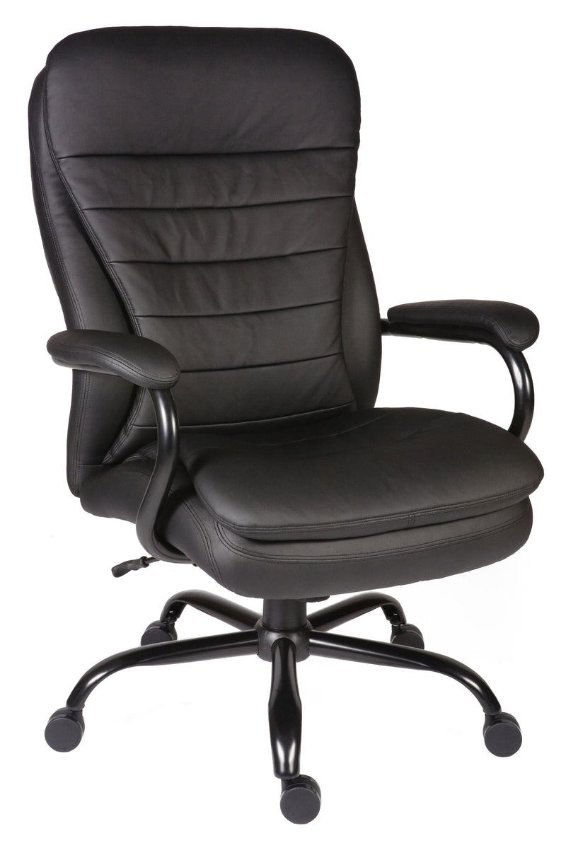 Teknik Office Goliath Heavy Duty Black Bonded Leather Faced Executive Office Chair With Matching Padded Armrests