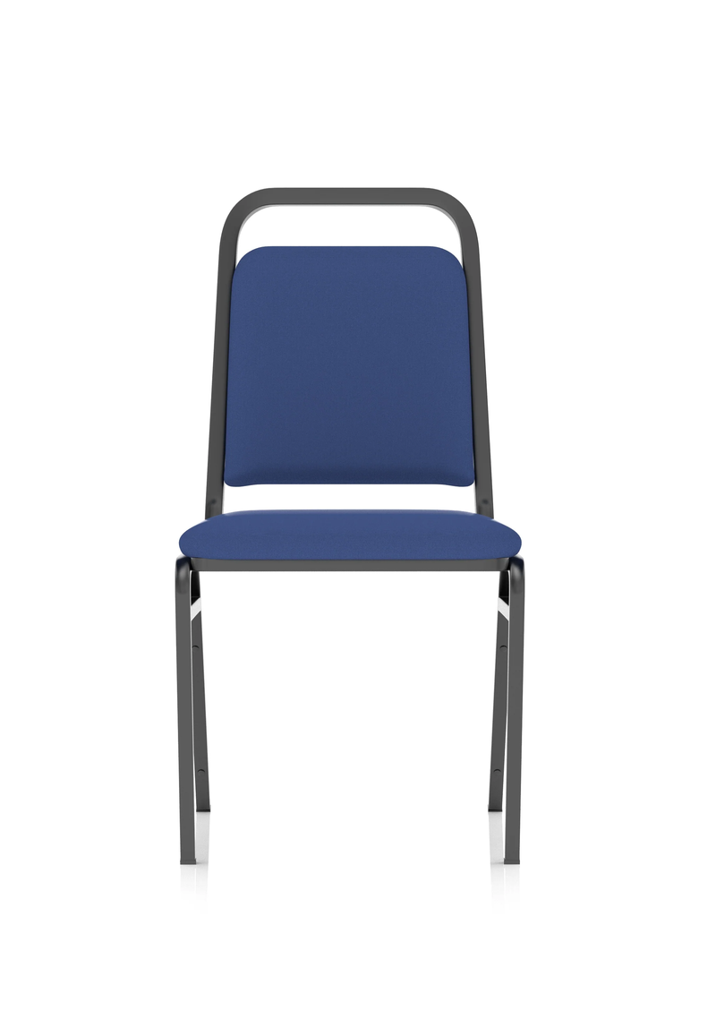 Banqueting Stacking Visitor Chair Black Frame Blue Fabric