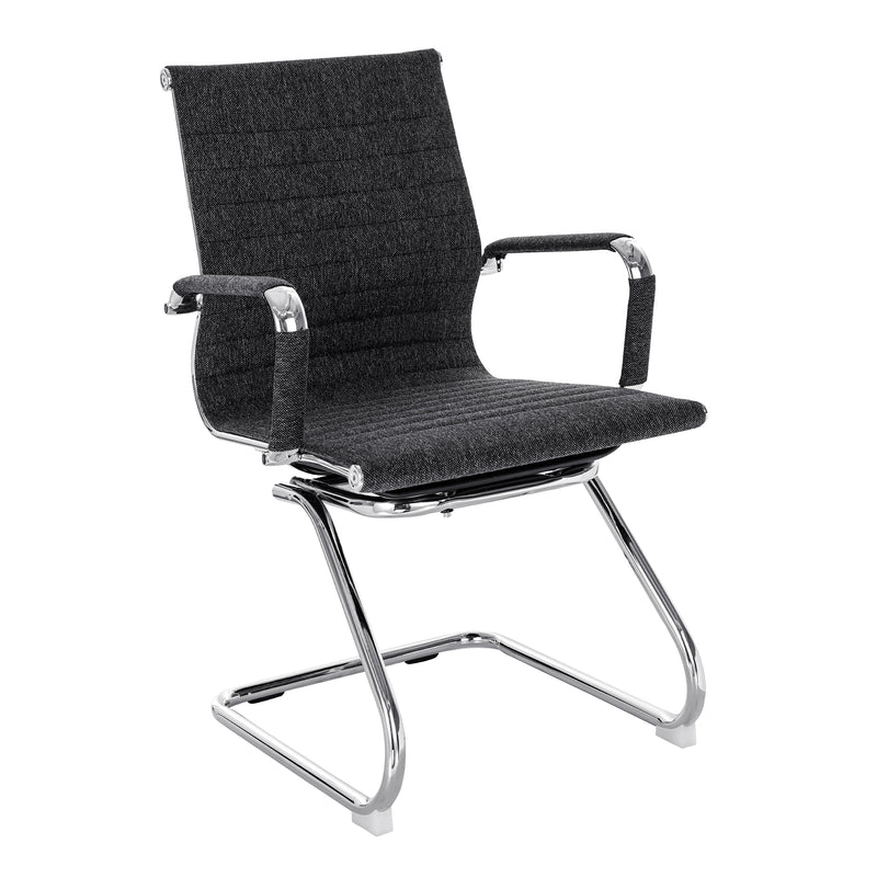 Aura Contemporary Medium Back Fleck Fabric Visitor Chair With Chrome Frame - NWOF
