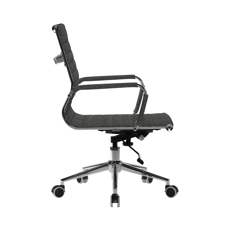 Aura Contemporary Medium Back Fabric Executive Chair - Black/Grey Fleck