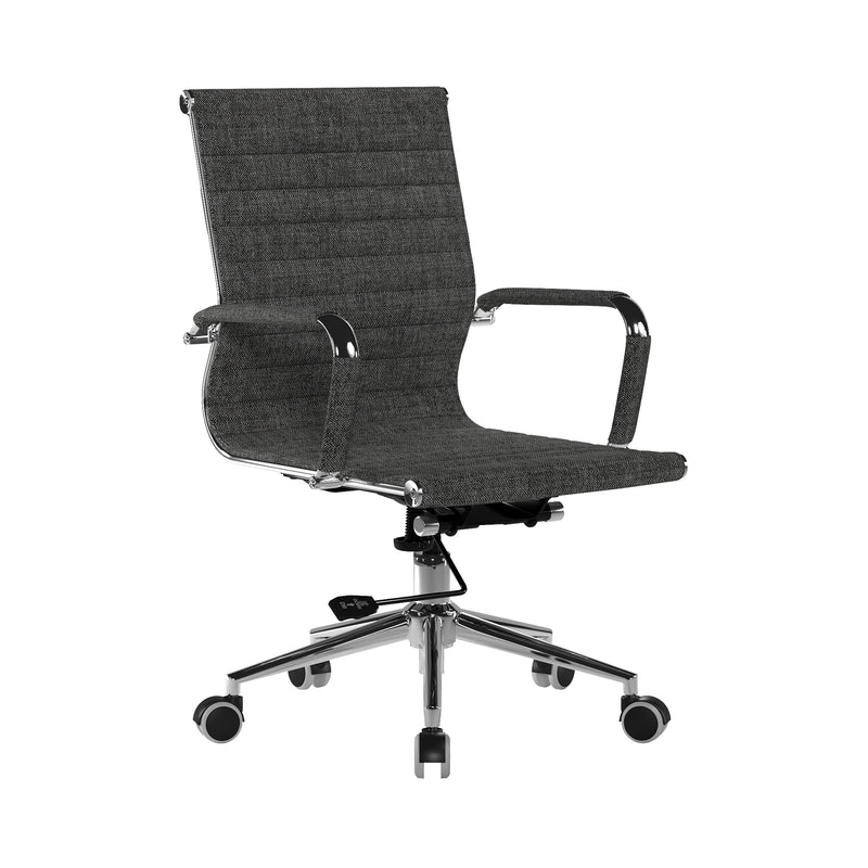 Aura Contemporary Medium Back Fabric Executive Chair - Black/Grey Fleck