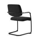 Nautilus Designs Aria lightweight stackable boardroom chair with black back and side view, showcasing modern ergonomic design.