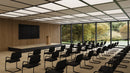 Black Nautilus Designs Aria lightweight stackable boardroom chair with a sleek, modern design and ergonomic armrests.