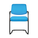 Front view of Nautilus Designs Aria lightweight stackable boardroom chair in black with a modern ergonomic design.