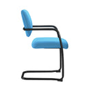 Side view of Nautilus Designs Aria lightweight stackable boardroom chair in black, highlighting sleek design and stackability.