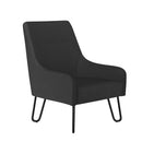 Black Scandinavian style fabric reception chair named Oslo by Nautilus Designs, featuring modern, sleek design and comfortable seating.
