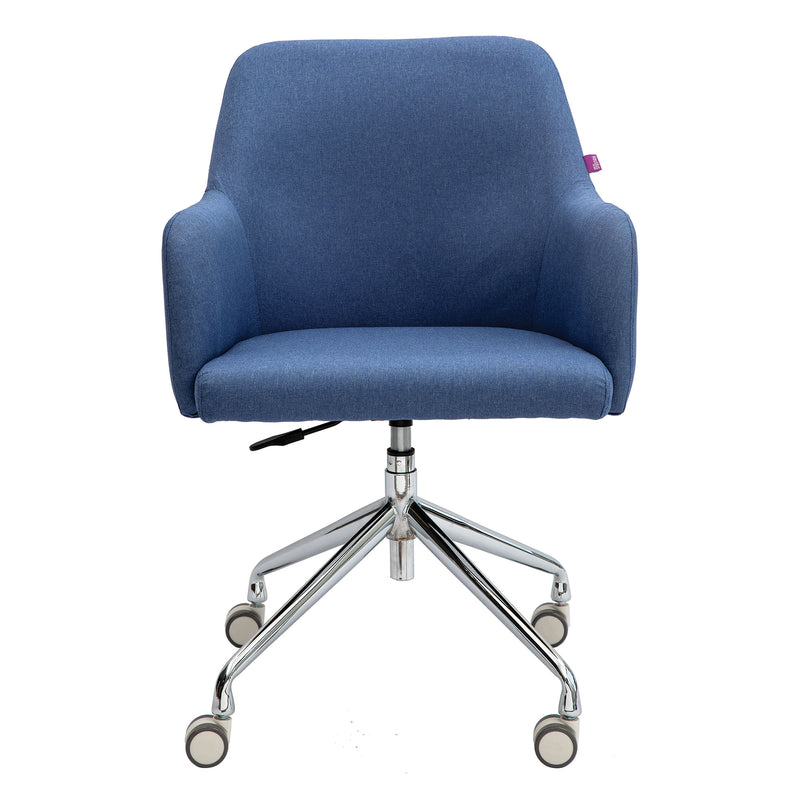Girona Stylish Fabric Medium Back Armchair With Both Castor & Glides - NWOF