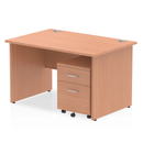 Impulse Panel End Straight Desk With 2 Drawer Mobile Pedestal - Beech - NWOF
