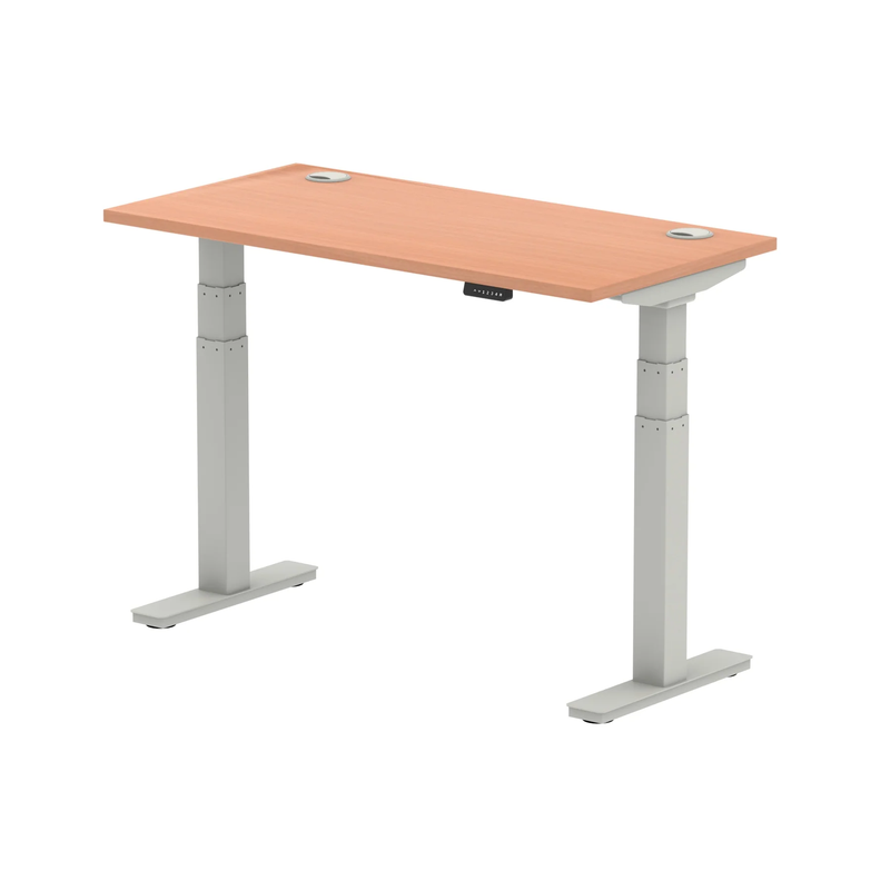 Air Slimline Height Adjustable Desk With Cable Ports - Beech - NWOF