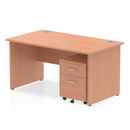 Impulse Panel End Straight Desk With 2 Drawer Mobile Pedestal - Beech - NWOF