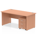 Impulse Panel End Straight Desk With 3 Drawer Mobile Pedestal - Beech - NWOF