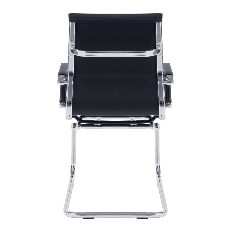 Aura Contemporary Medium Back Bonded Leather Visitor Chair With Chrome Frame - NWOF