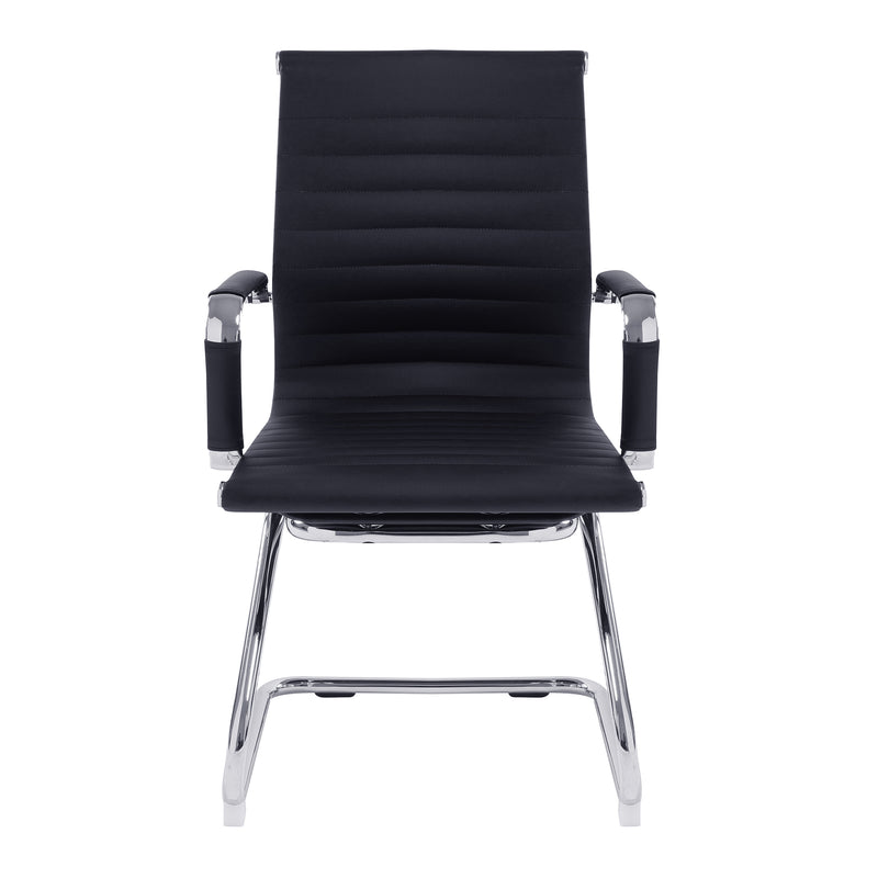 Aura Contemporary Medium Back Bonded Leather Visitor Chair With Chrome Frame - NWOF