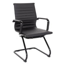 Aura Contemporary Medium Back Bonded Leather Visitor Chair - Black Frame