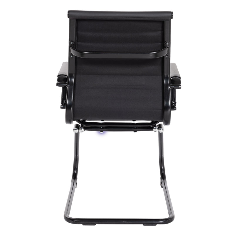 Aura Contemporary Medium Back Bonded Leather Visitor Chair - Black With Black Frame