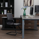Aura Contemporary Medium Back Bonded Leather Visitor Chair - Black Frame