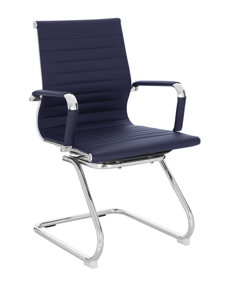 Aura Contemporary Medium Back Bonded Leather Visitor Chair With Chrome Frame - NWOF