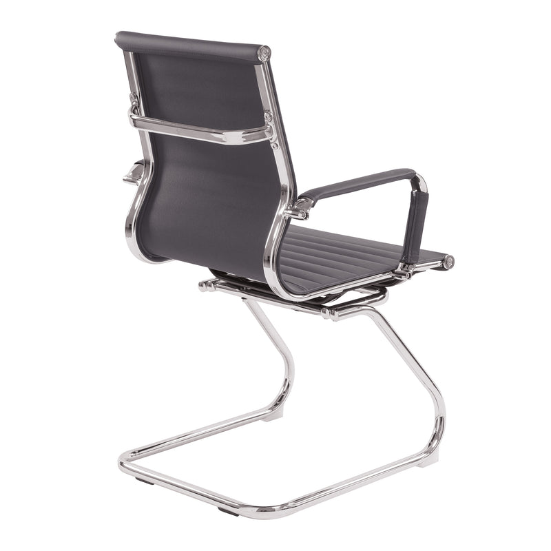 Aura Contemporary Medium Back Bonded Leather Visitor Chair With Chrome Frame - NWOF