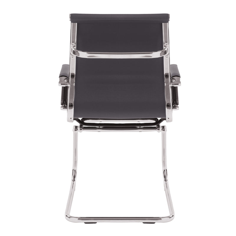 Aura Contemporary Medium Back Bonded Leather Visitor Chair With Chrome Frame - NWOF