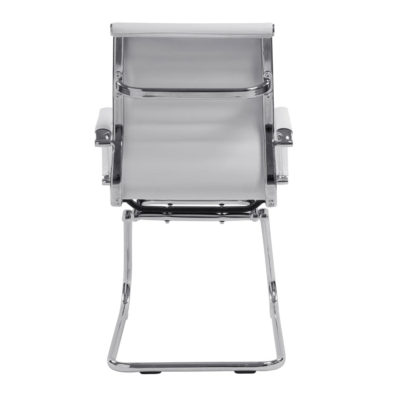 Aura Contemporary Medium Back Bonded Leather Visitor Chair With Chrome Frame - NWOF