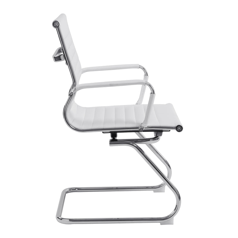 Aura Contemporary Medium Back Bonded Leather Visitor Chair With Chrome Frame - NWOF