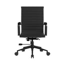Aura Contemporary Medium Back Bonded Leather Executive Chair - Black With Black Base - NWOF