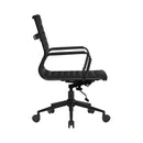 Aura Contemporary Medium Back Bonded Leather Executive Chair - Black With Black Base - NWOF