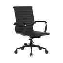 Aura Contemporary Medium Back Bonded Leather Executive Chair - Black With Black Base - NWOF