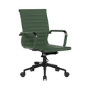 Aura Contemporary Medium Back Bonded Leather Executive Chair - Black Frame