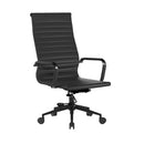 Aura Contemporary High Back Bonded Leather Executive Chair - Black With Black Base - NWOF