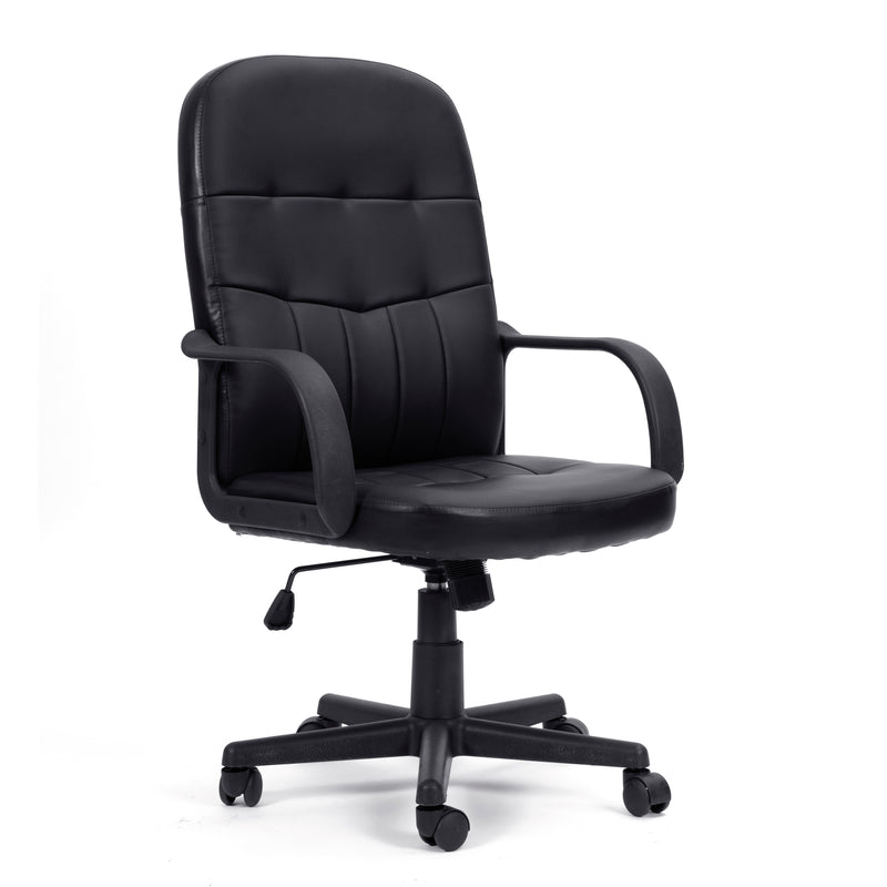 Orion High Back Bonded Leather Managers Chair – Black - NWOF